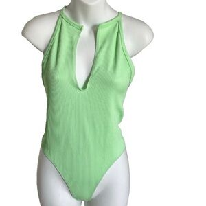 URBAN OUTFITTERS NWT Out From Under Lime Stretch Ribbed BODYSUIT Size M/L